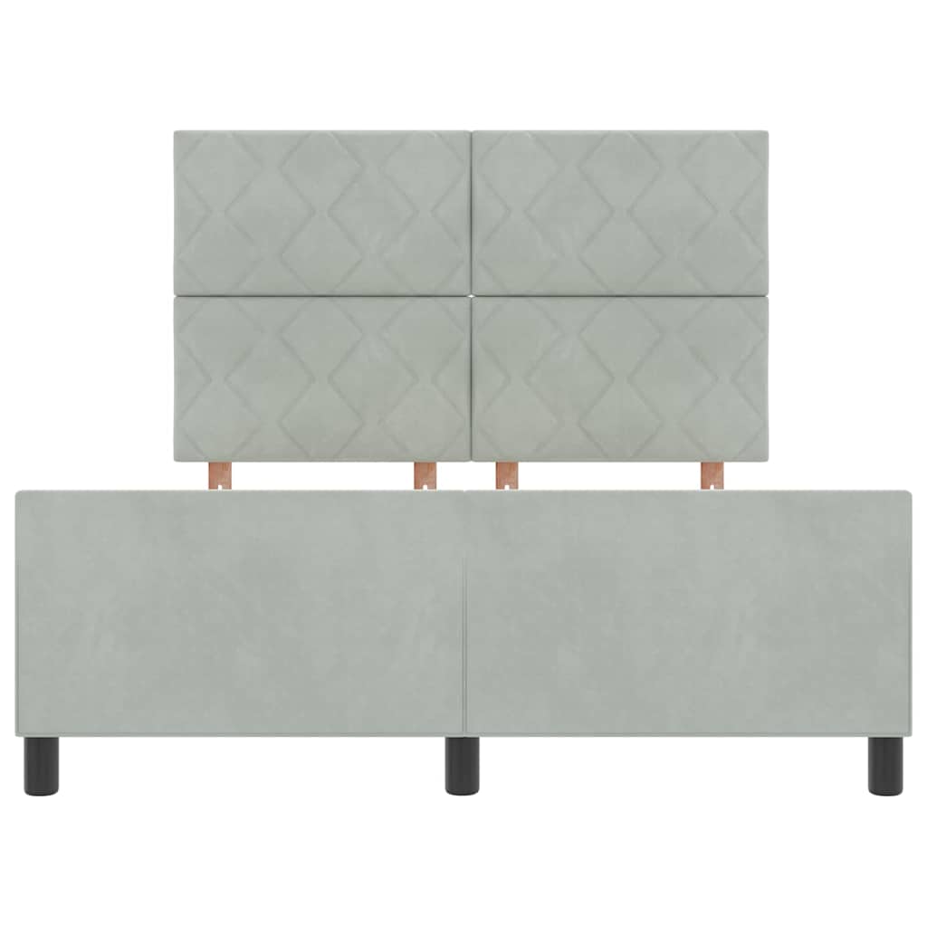 Bettgestell mit Kopfteil Hellgrau 140 x 190 cm Samt