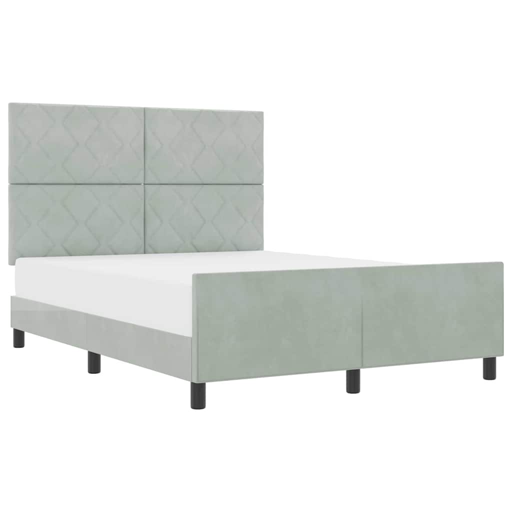 Bettgestell mit Kopfteil Hellgrau 140 x 190 cm Samt