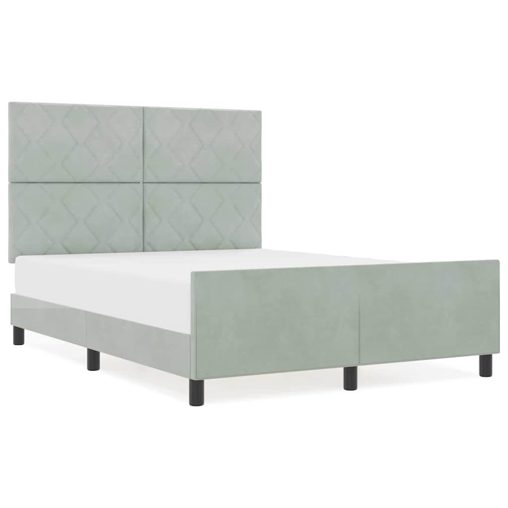 Bettgestell mit Kopfteil Hellgrau 140 x 190 cm Samt