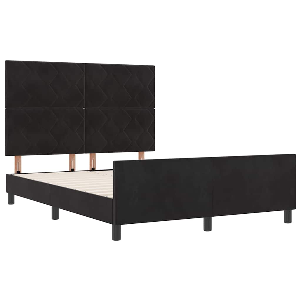Bettgestell mit Kopfteil Schwarz 140 x 190 cm Samt