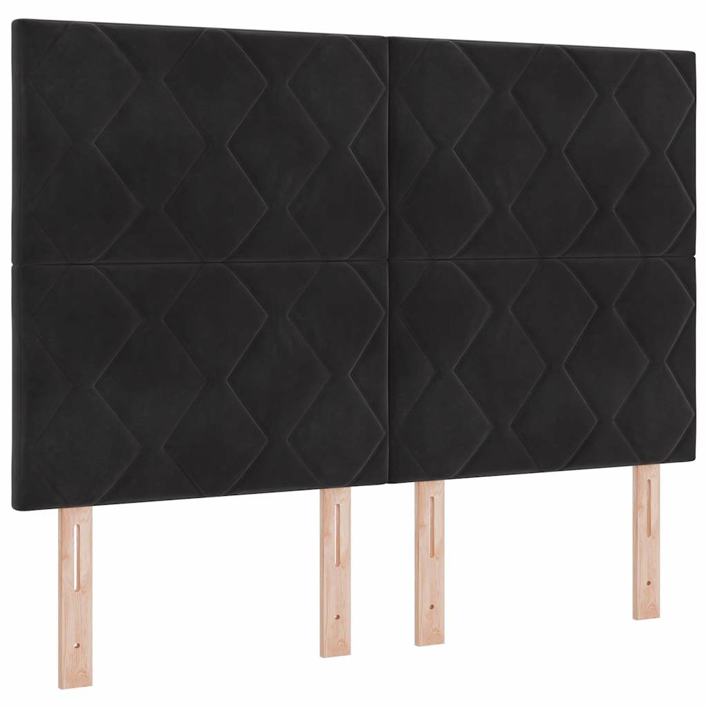 Bettgestell mit Kopfteil Schwarz 140 x 190 cm Samt