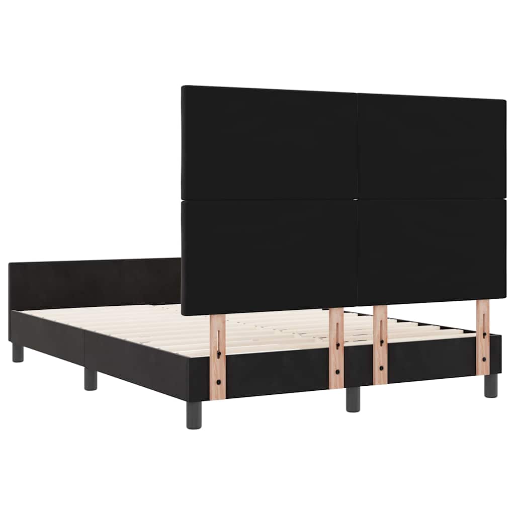 Bettgestell mit Kopfteil Schwarz 140 x 190 cm Samt