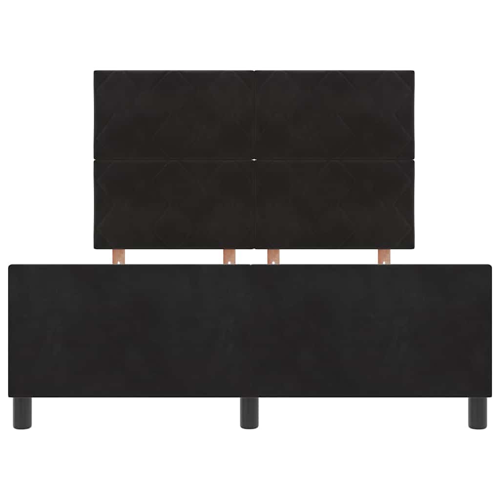 Bettgestell mit Kopfteil Schwarz 140 x 190 cm Samt