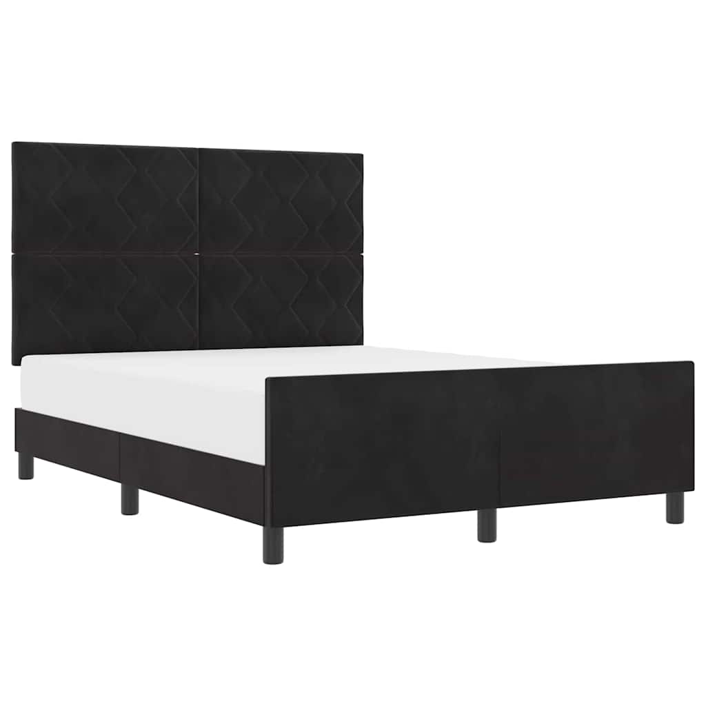 Bettgestell mit Kopfteil Schwarz 140 x 190 cm Samt