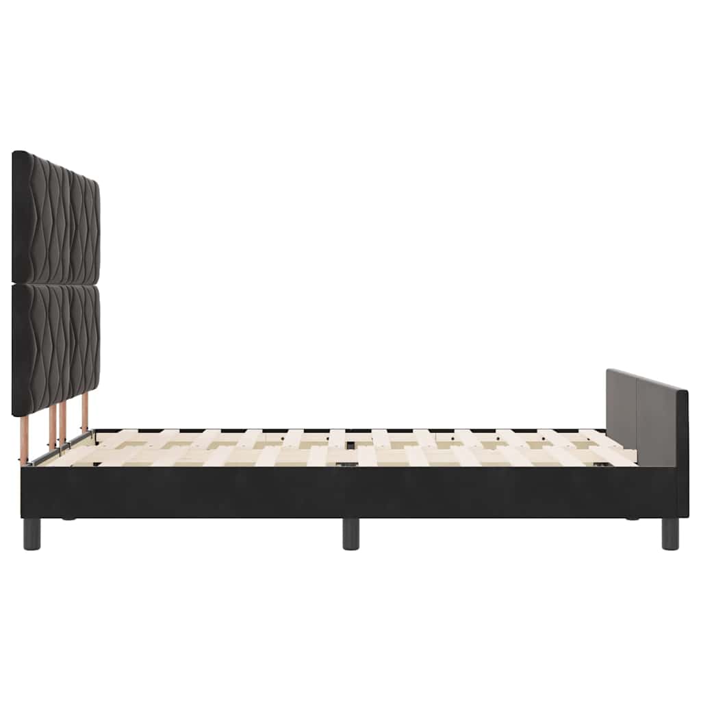 Bettgestell mit Kopfteil Schwarz 140 x 190 cm Samt