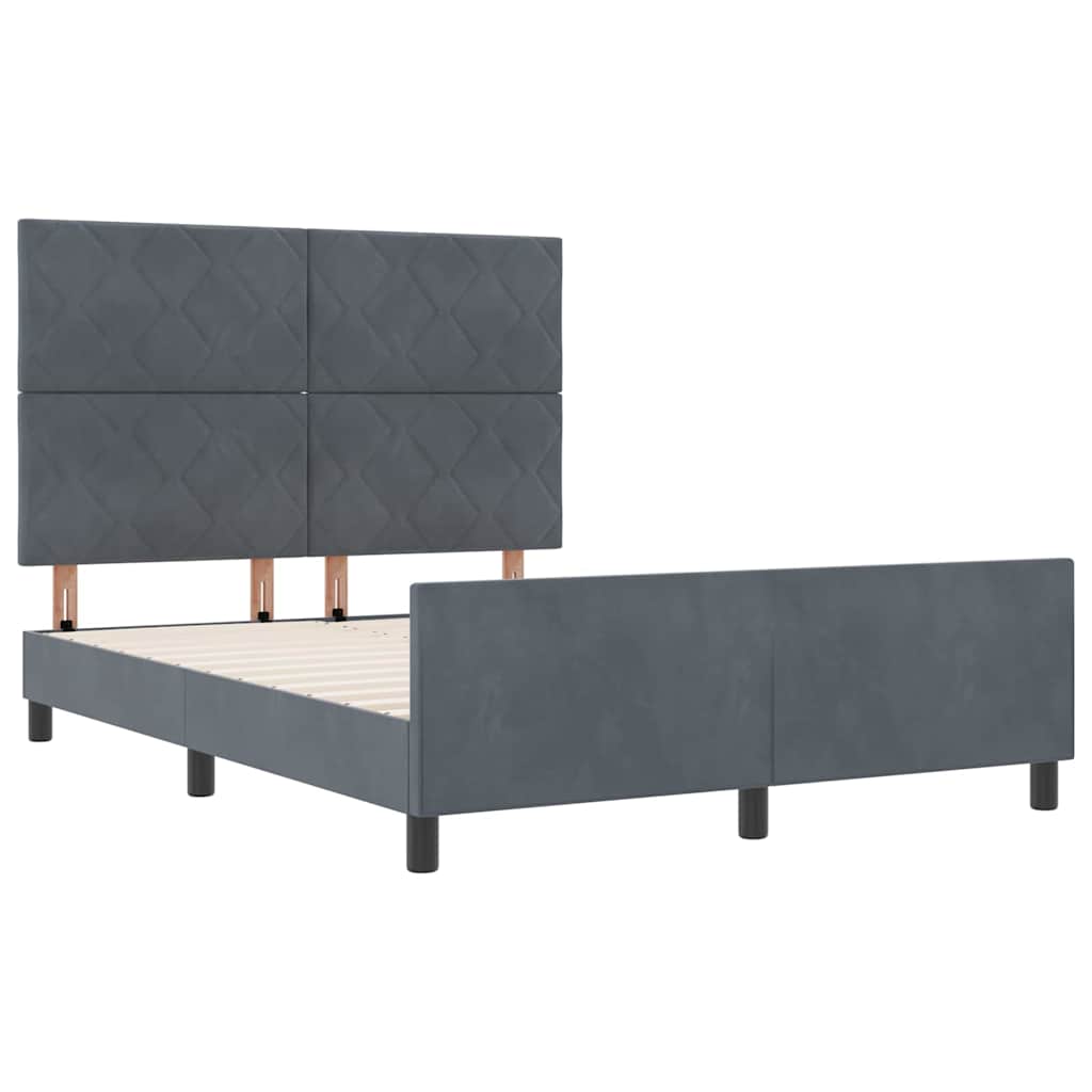 Bettgestell mit Kopfteil Dunkelgrau 140 x 200 cm Samt