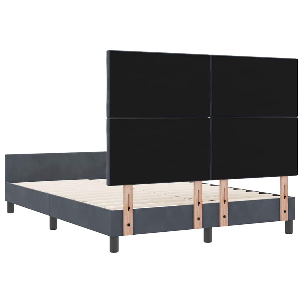 Bettgestell mit Kopfteil Dunkelgrau 140 x 200 cm Samt