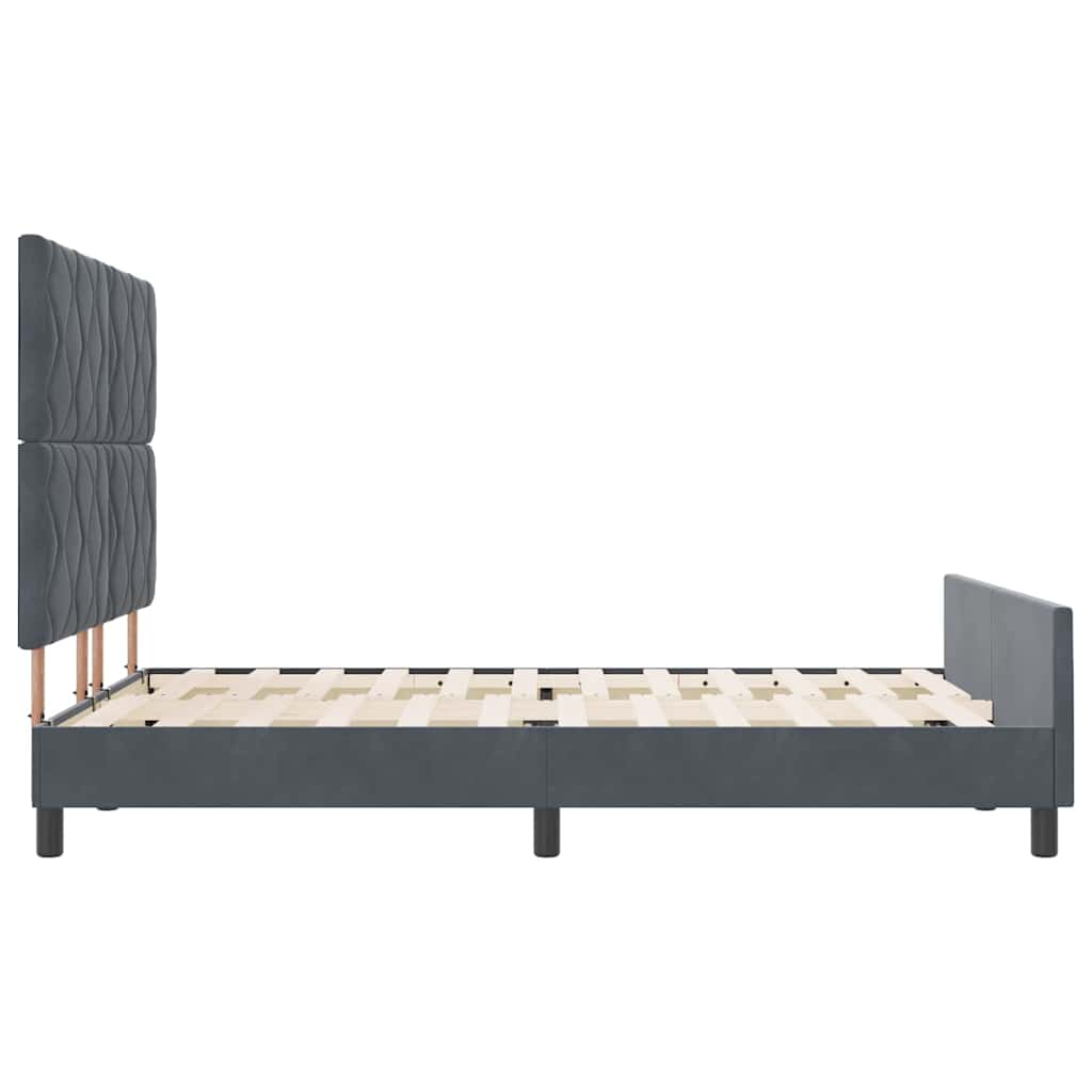 Bettgestell mit Kopfteil Dunkelgrau 140 x 200 cm Samt