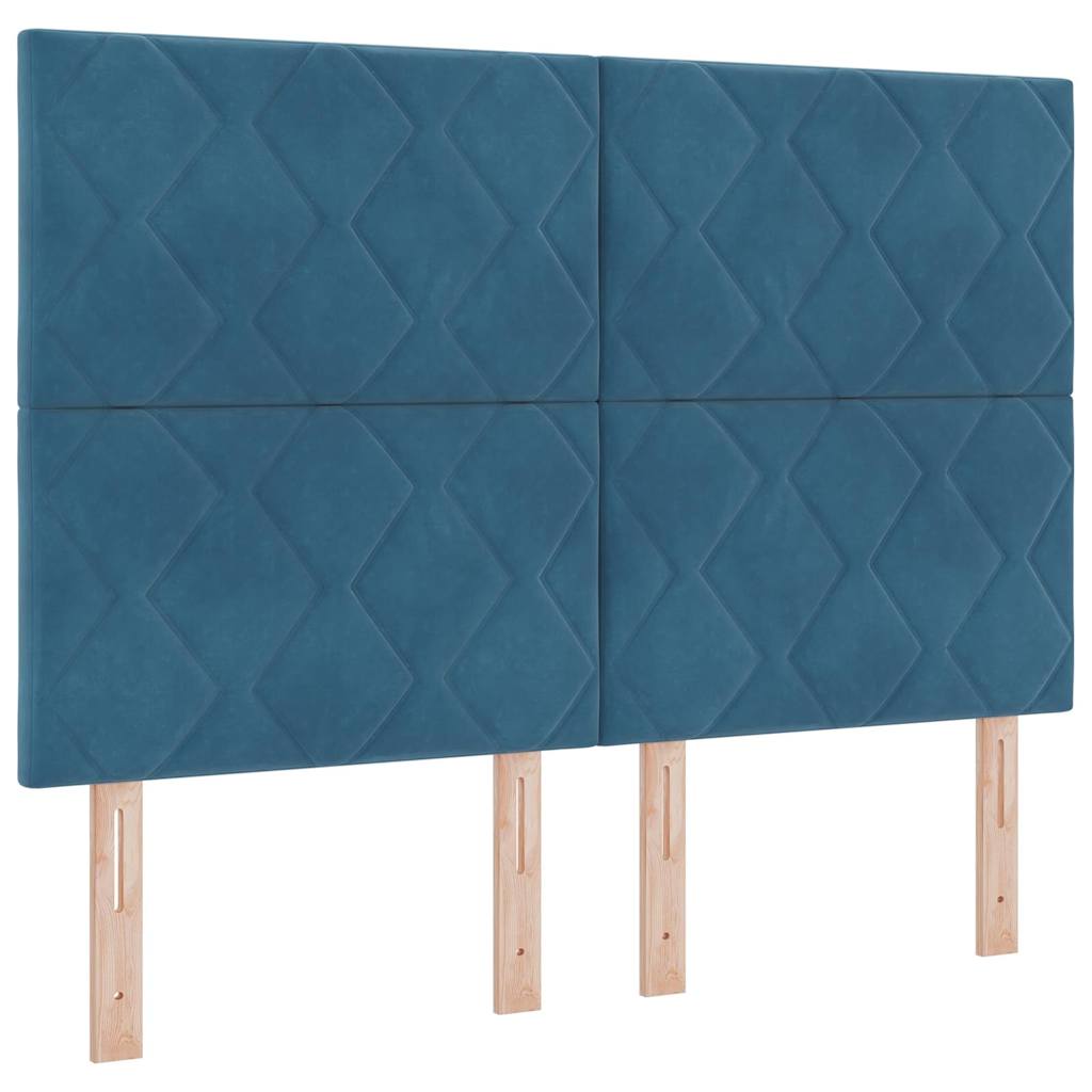 Bettgestell mit Kopfteil Dunkelblau 140 x 200 cm Samt