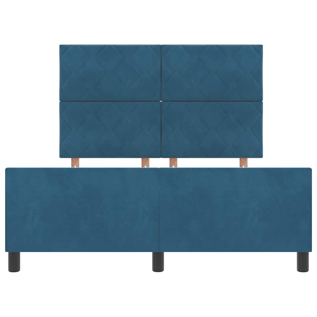 Bettgestell mit Kopfteil Dunkelblau 140 x 200 cm Samt