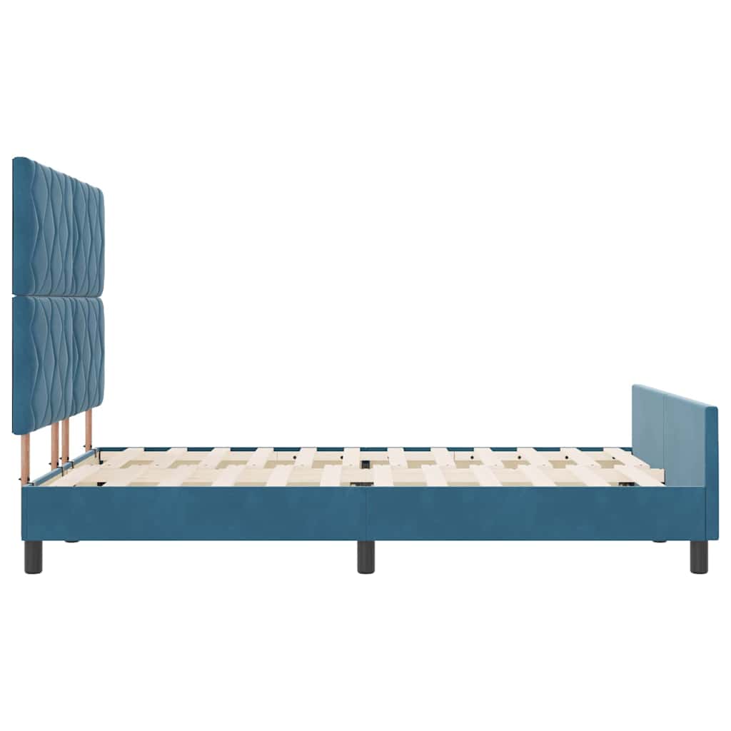 Bettgestell mit Kopfteil Dunkelblau 140 x 200 cm Samt