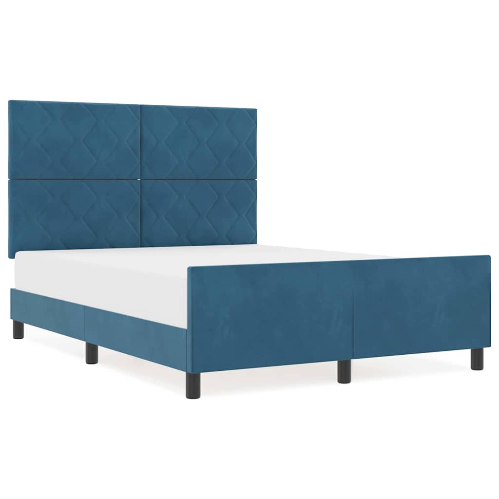 Bettgestell mit Kopfteil Dunkelblau 140 x 200 cm Samt