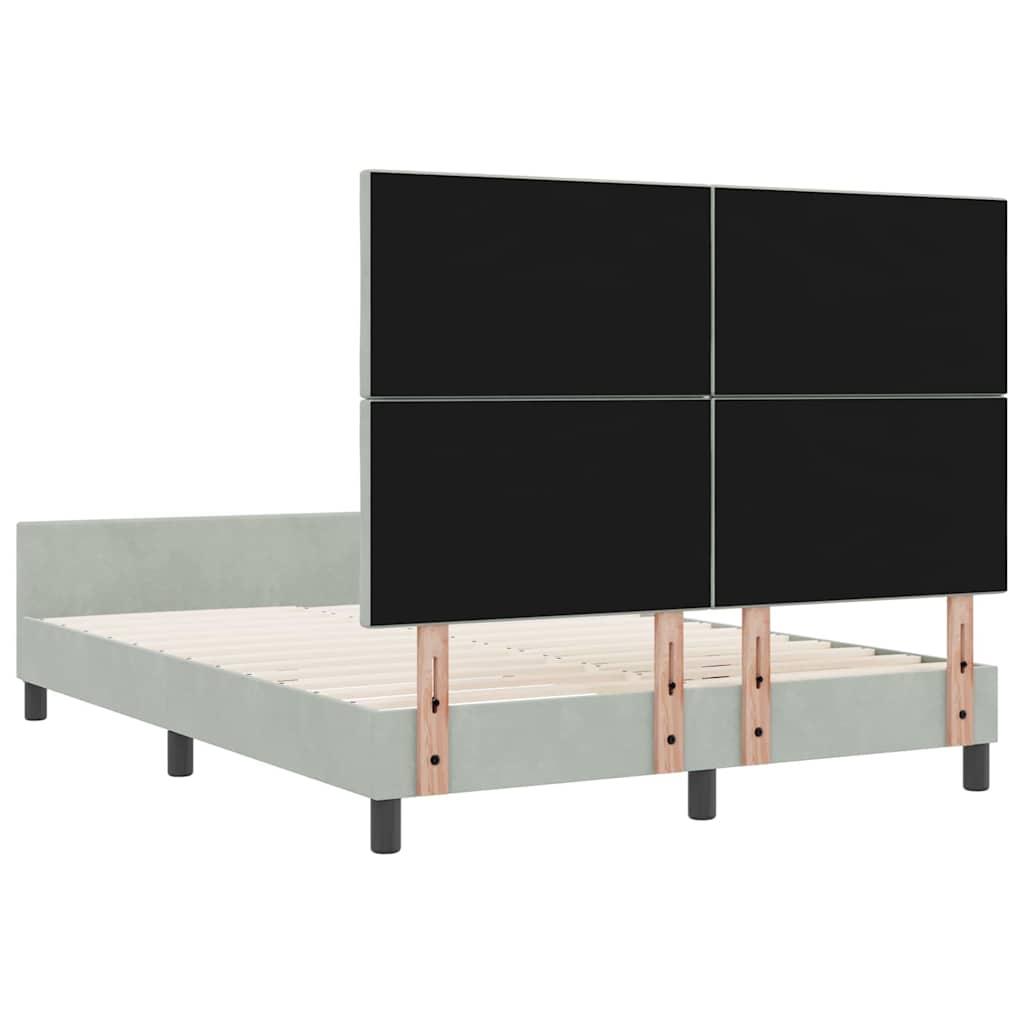 Bettgestell mit Kopfteil Hellgrau 160 x 200 cm Samt