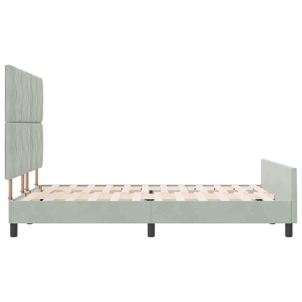 Bettgestell mit Kopfteil Hellgrau 160 x 200 cm Samt