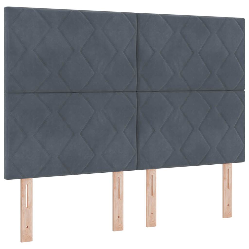 Bettgestell mit Kopfteil Dunkelgrau 160 x 200 cm Samt