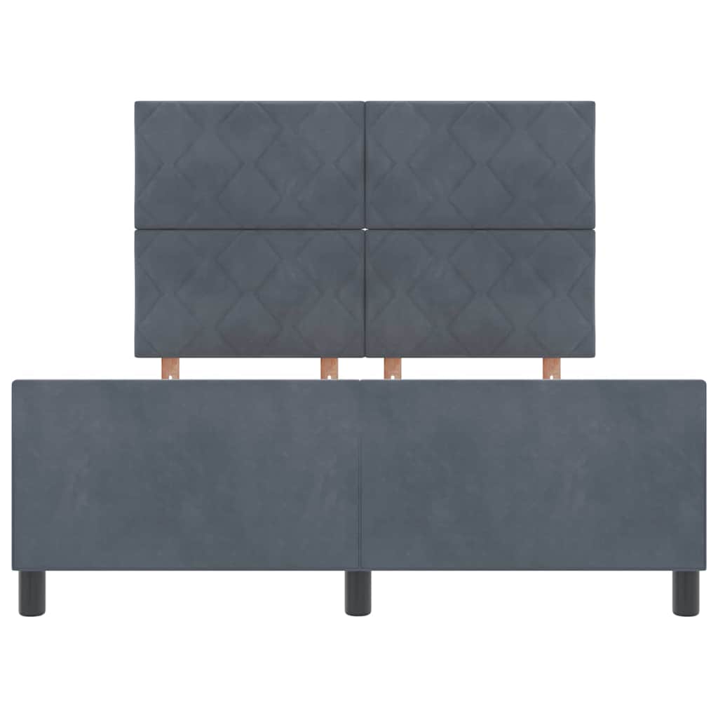 Bettgestell mit Kopfteil Dunkelgrau 160 x 200 cm Samt