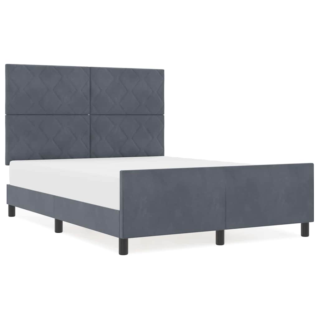 Bettgestell mit Kopfteil Dunkelgrau 160 x 200 cm Samt