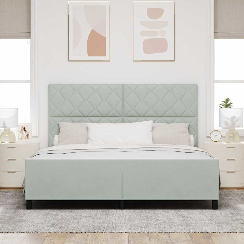 Bettgestell mit Kopfteil Hellgrau 180 x 200 cm Samt