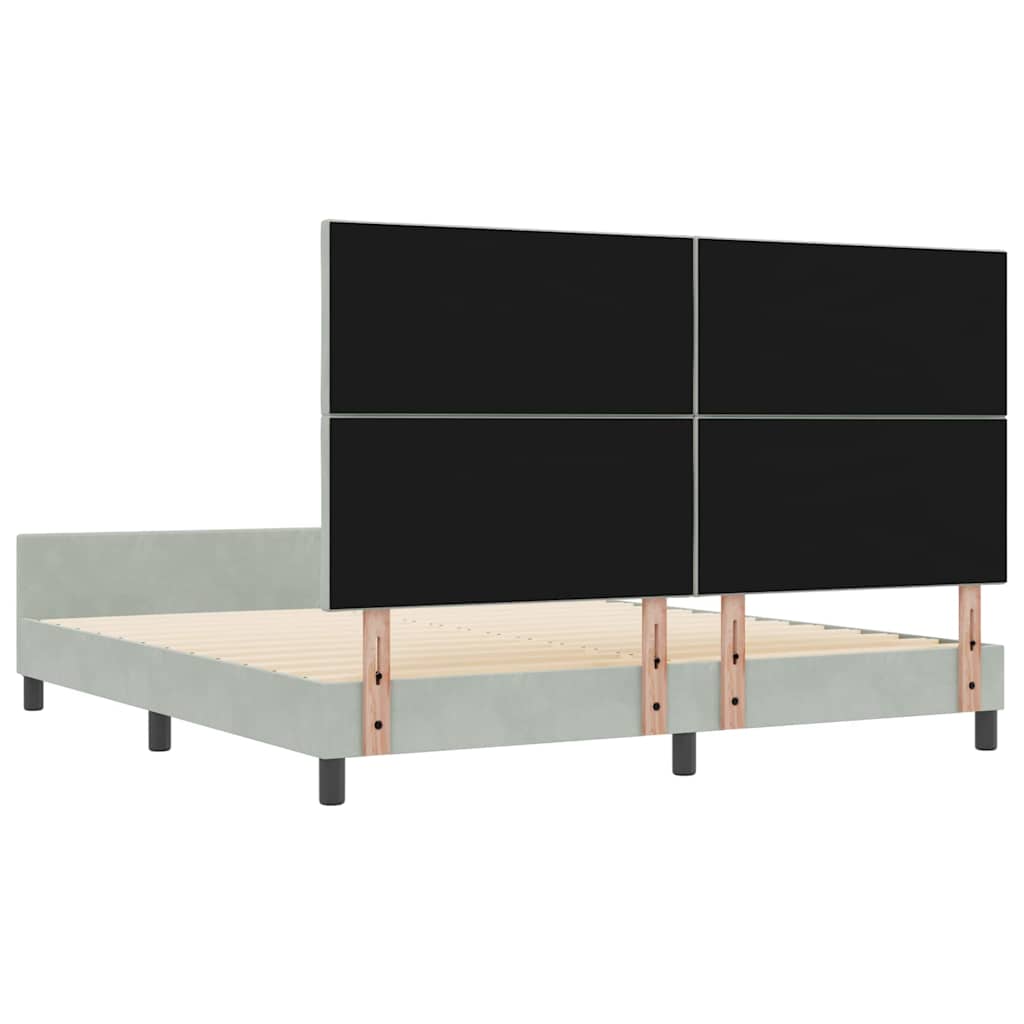 Bettgestell mit Kopfteil Hellgrau 180 x 200 cm Samt