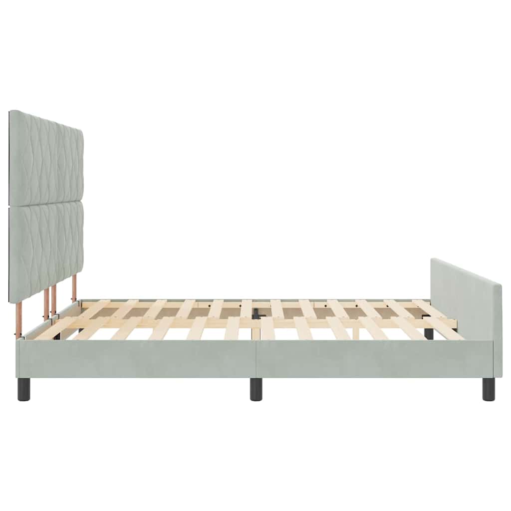 Bettgestell mit Kopfteil Hellgrau 180 x 200 cm Samt