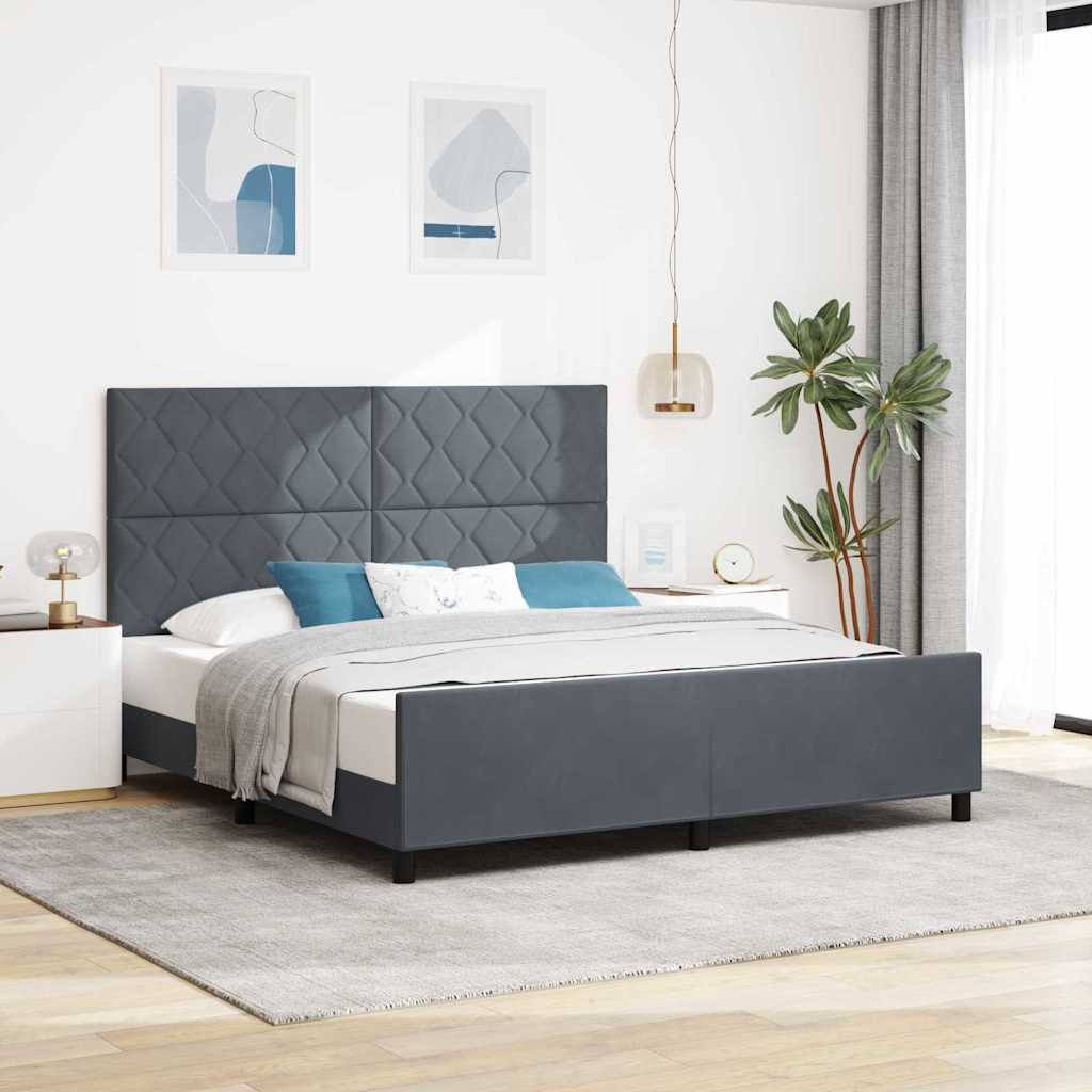 Bettgestell mit Kopfteil Dunkelgrau 180 x 200 cm Samt