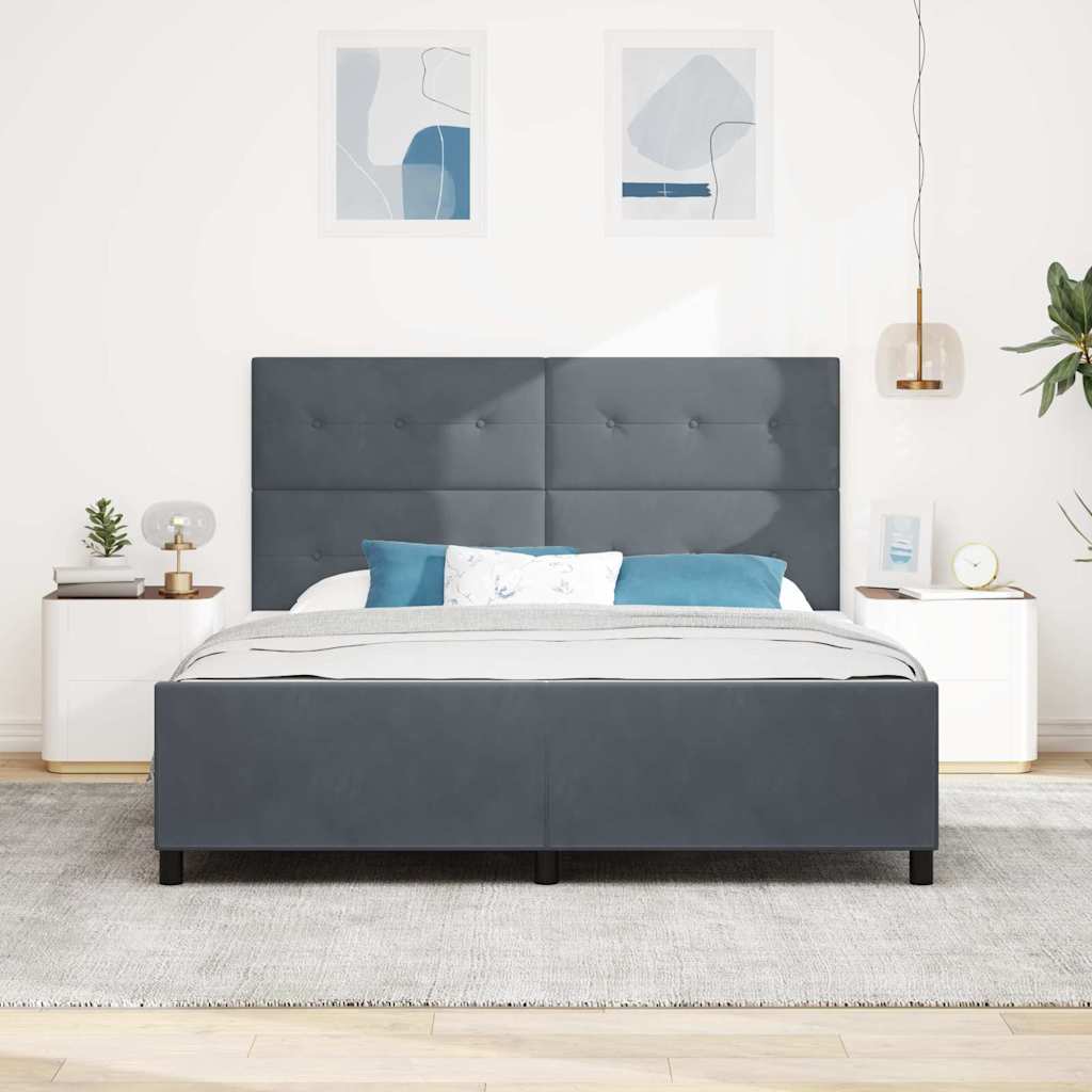 Bettgestell mit Kopfteil Dunkelgrau 180 x 200 cm Samt