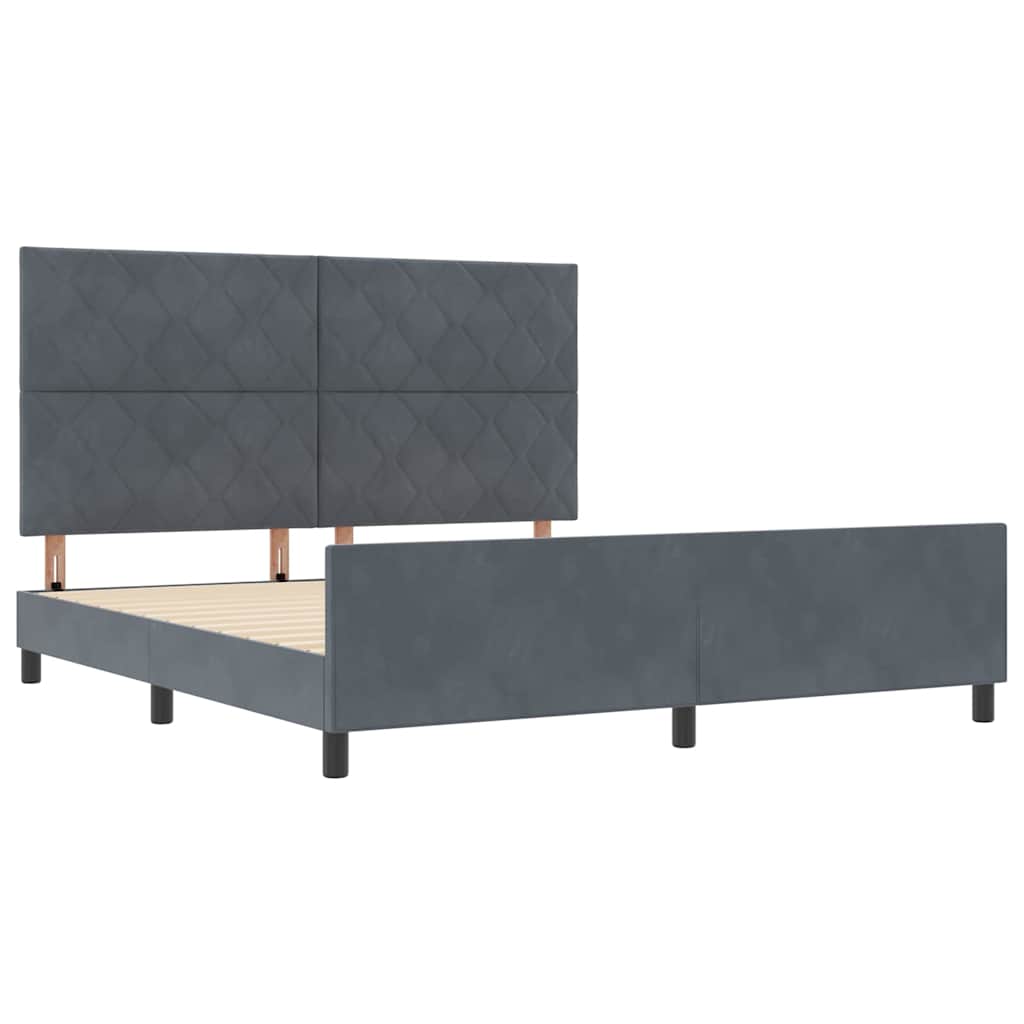 Bettgestell mit Kopfteil Dunkelgrau 180 x 200 cm Samt