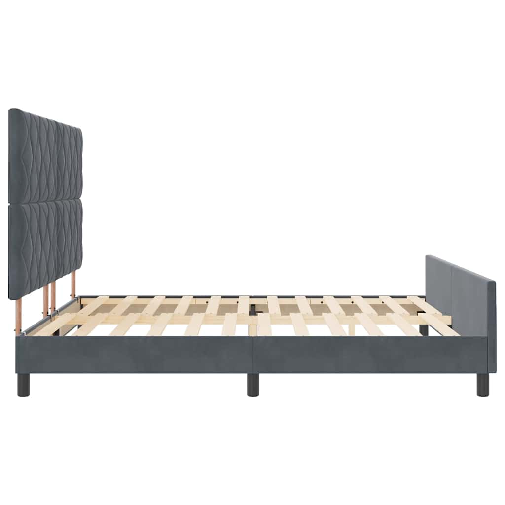 Bettgestell mit Kopfteil Dunkelgrau 180 x 200 cm Samt
