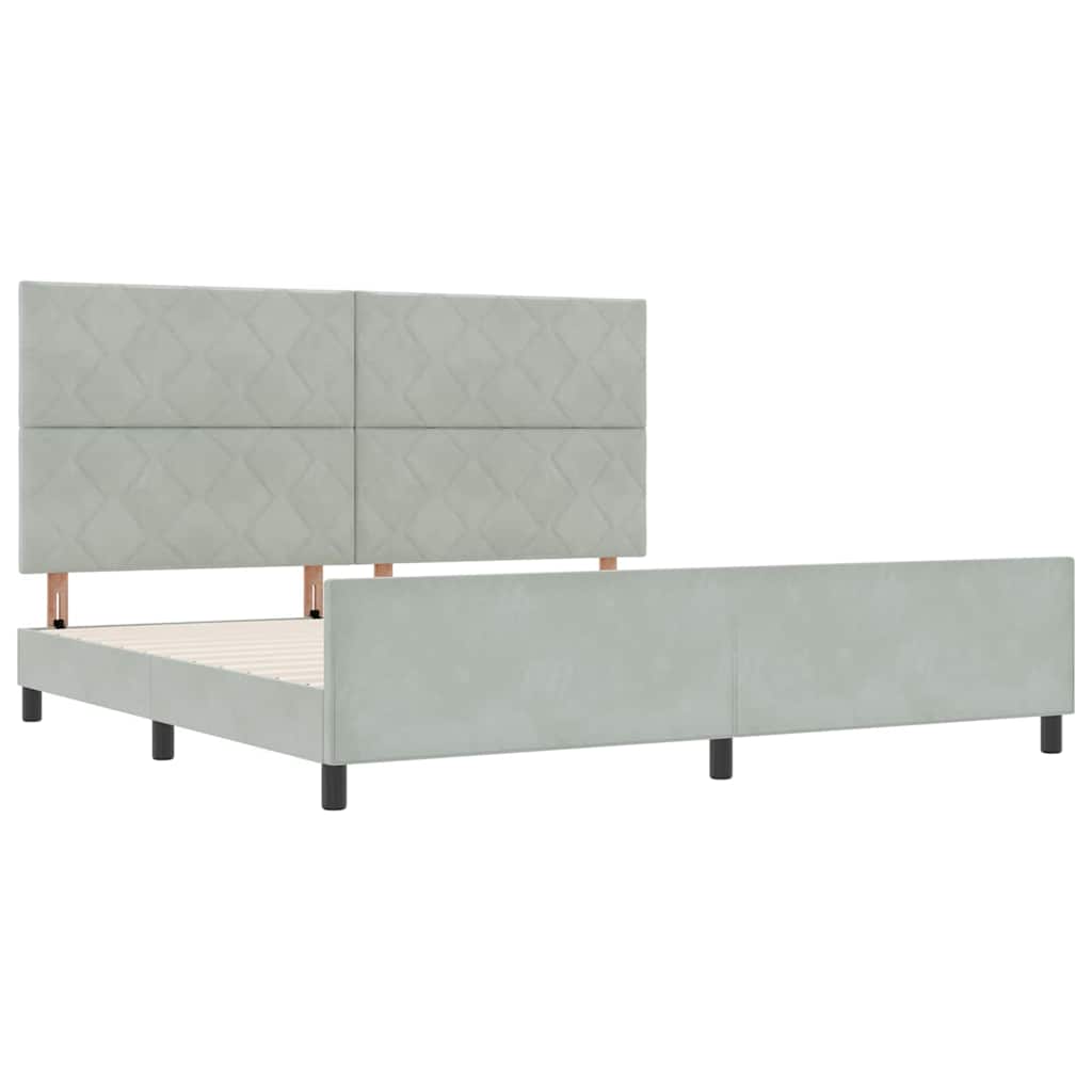 Bettgestell mit Kopfteil Hellgrau 200 x 200 cm Samt