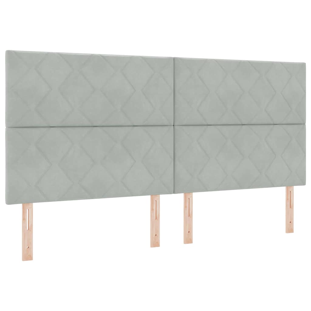 Bettgestell mit Kopfteil Hellgrau 200 x 200 cm Samt