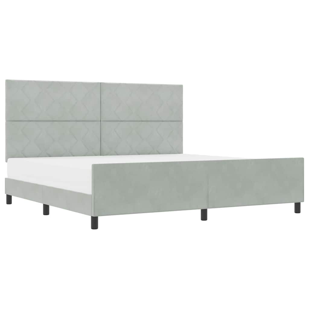 Bettgestell mit Kopfteil Hellgrau 200 x 200 cm Samt