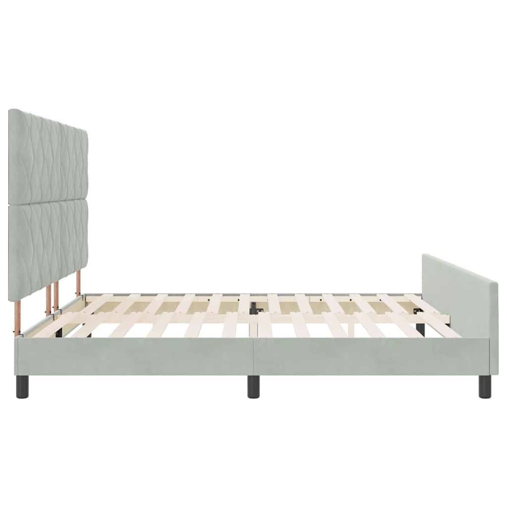 Bettgestell mit Kopfteil Hellgrau 200 x 200 cm Samt