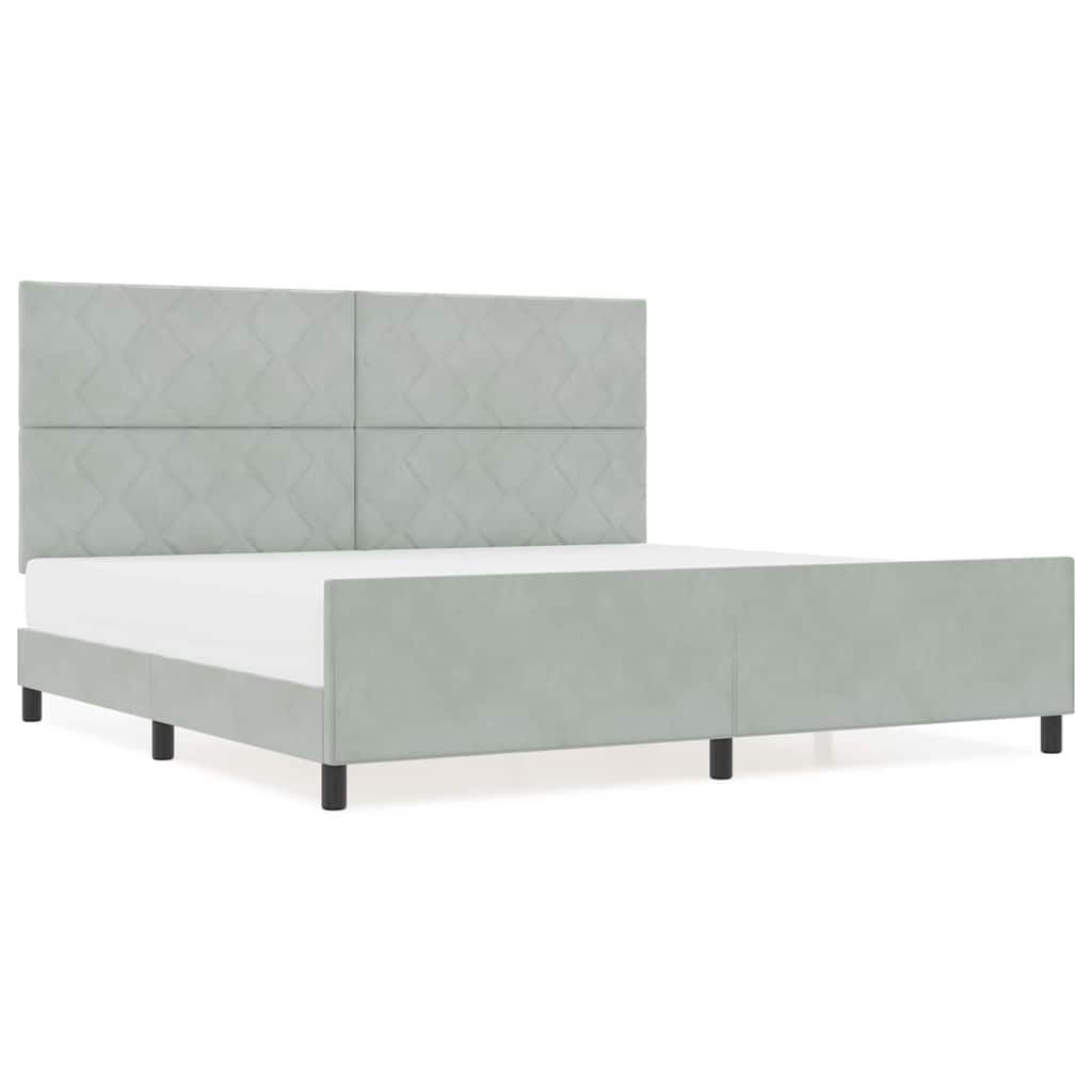 Bettgestell mit Kopfteil Hellgrau 200 x 200 cm Samt