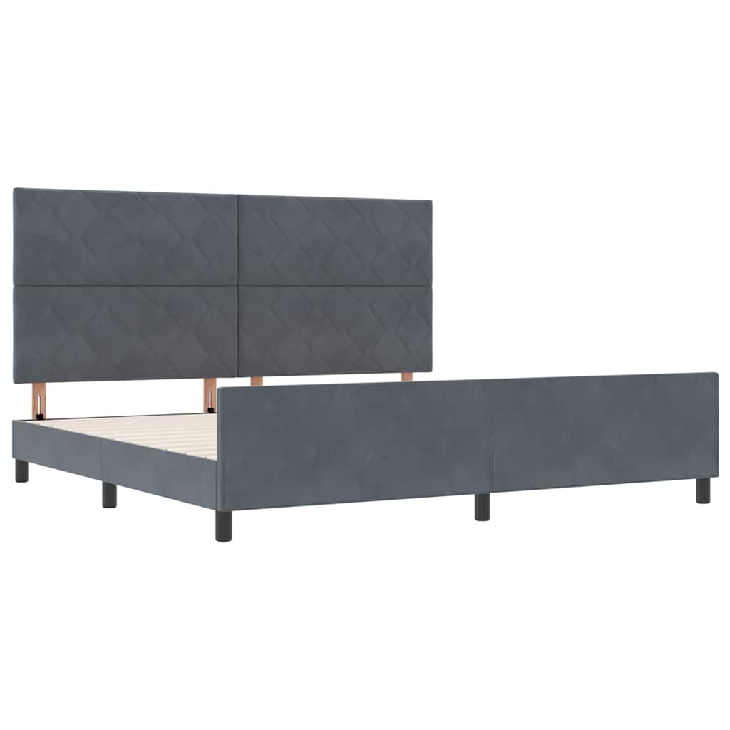 Bettgestell mit Kopfteil Dunkelgrau 200 x 200 cm Samt