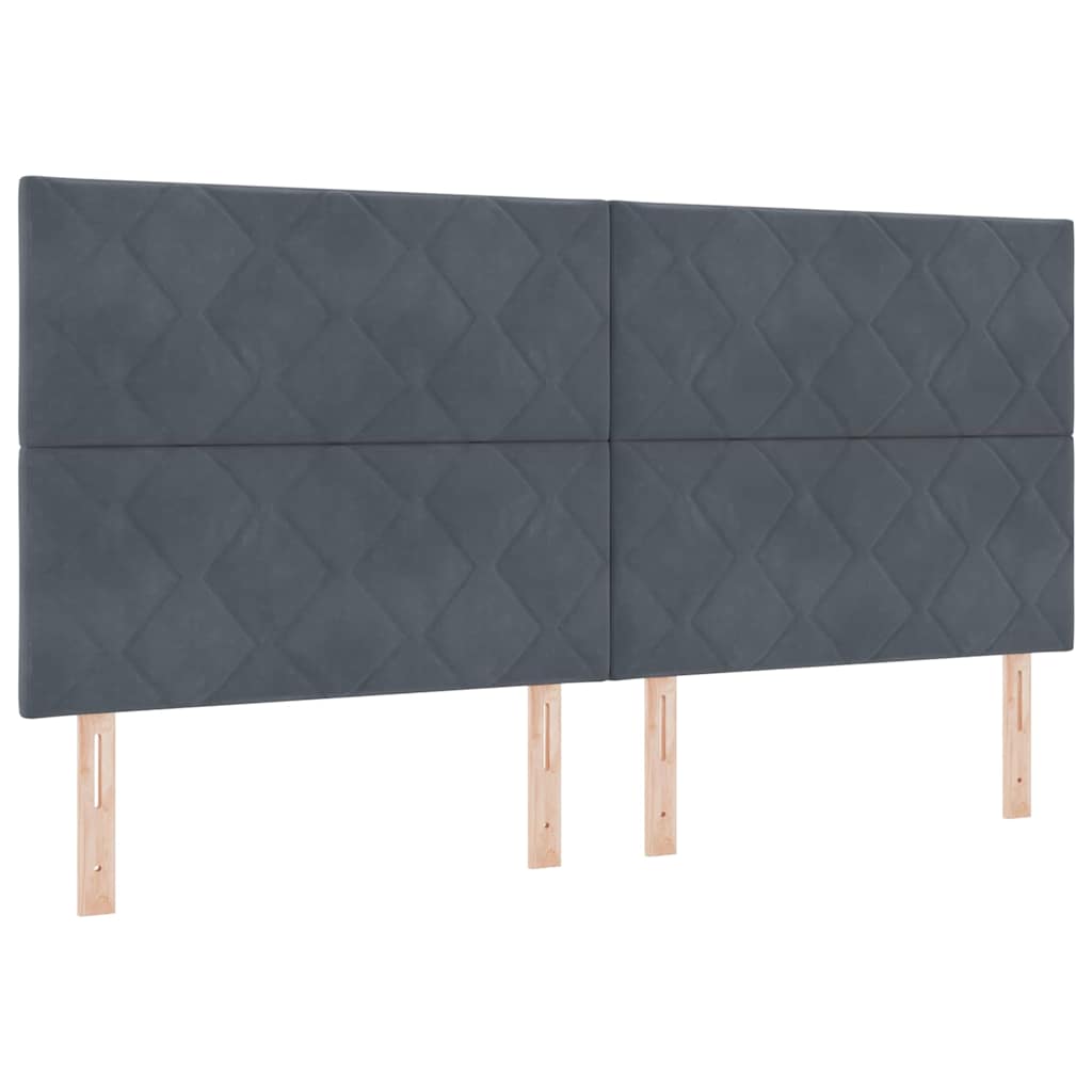 Bettgestell mit Kopfteil Dunkelgrau 200 x 200 cm Samt