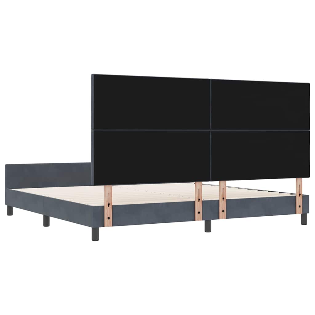Bettgestell mit Kopfteil Dunkelgrau 200 x 200 cm Samt