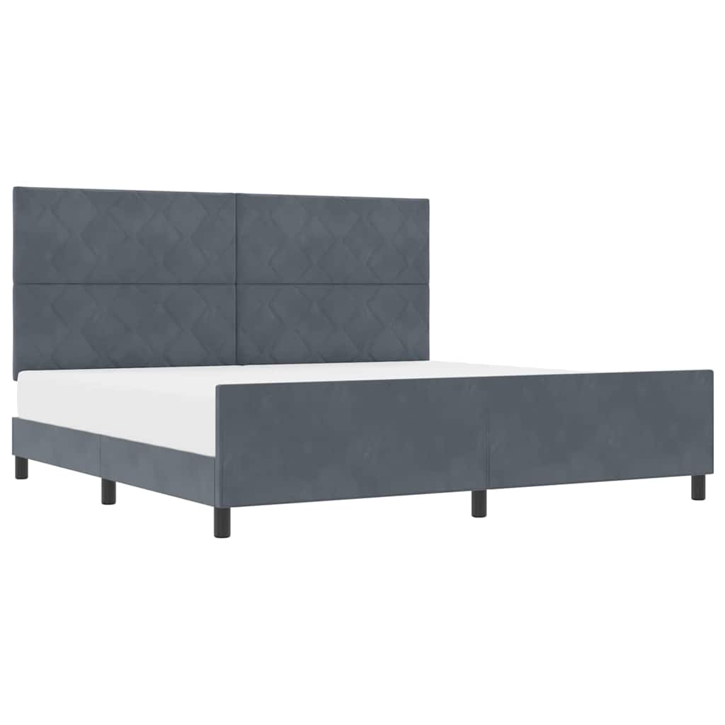 Bettgestell mit Kopfteil Dunkelgrau 200 x 200 cm Samt