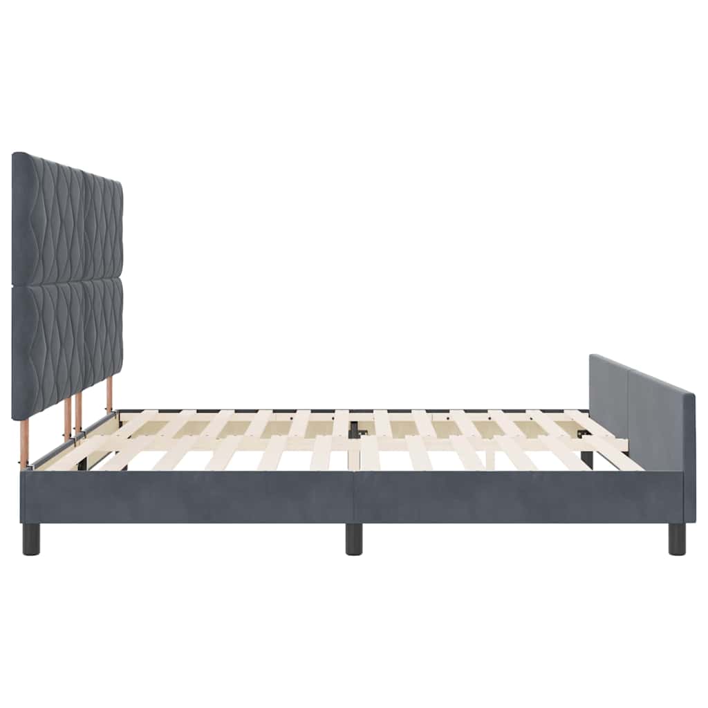 Bettgestell mit Kopfteil Dunkelgrau 200 x 200 cm Samt