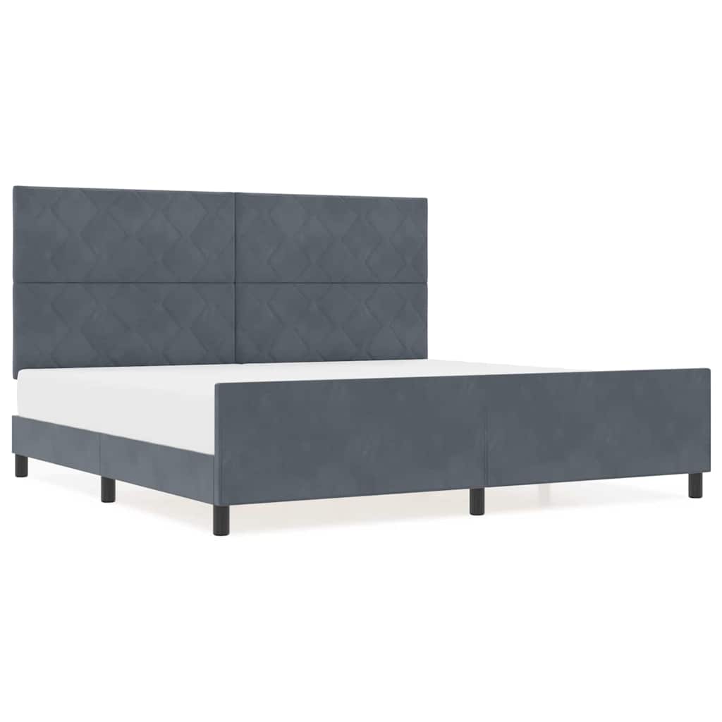 Bettgestell mit Kopfteil Dunkelgrau 200 x 200 cm Samt
