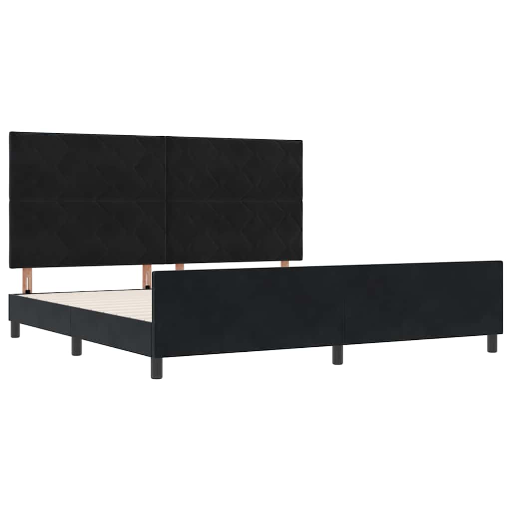 Bettgestell mit Kopfteil Schwarz 200 x 200 cm Samt