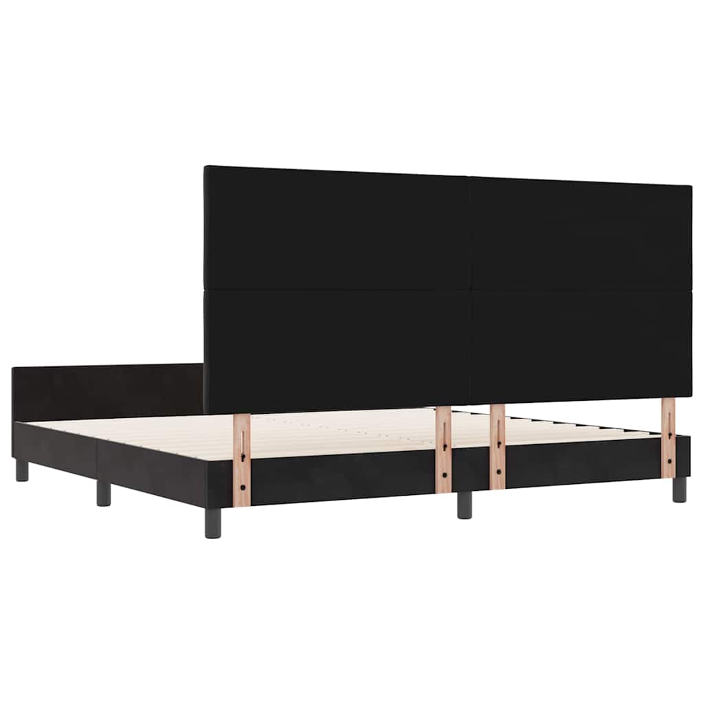 Bettgestell mit Kopfteil Schwarz 200 x 200 cm Samt