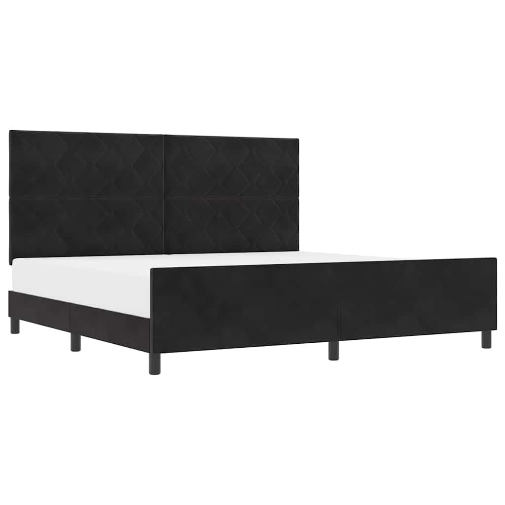 Bettgestell mit Kopfteil Schwarz 200 x 200 cm Samt