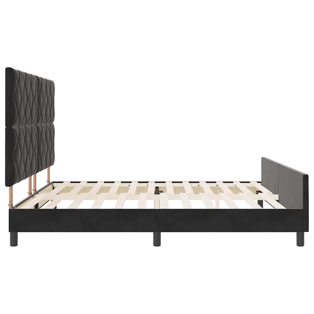 Bettgestell mit Kopfteil Schwarz 200 x 200 cm Samt