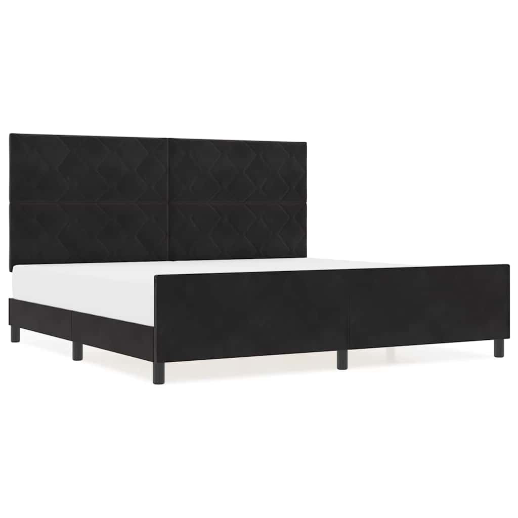Bettgestell mit Kopfteil Schwarz 200 x 200 cm Samt