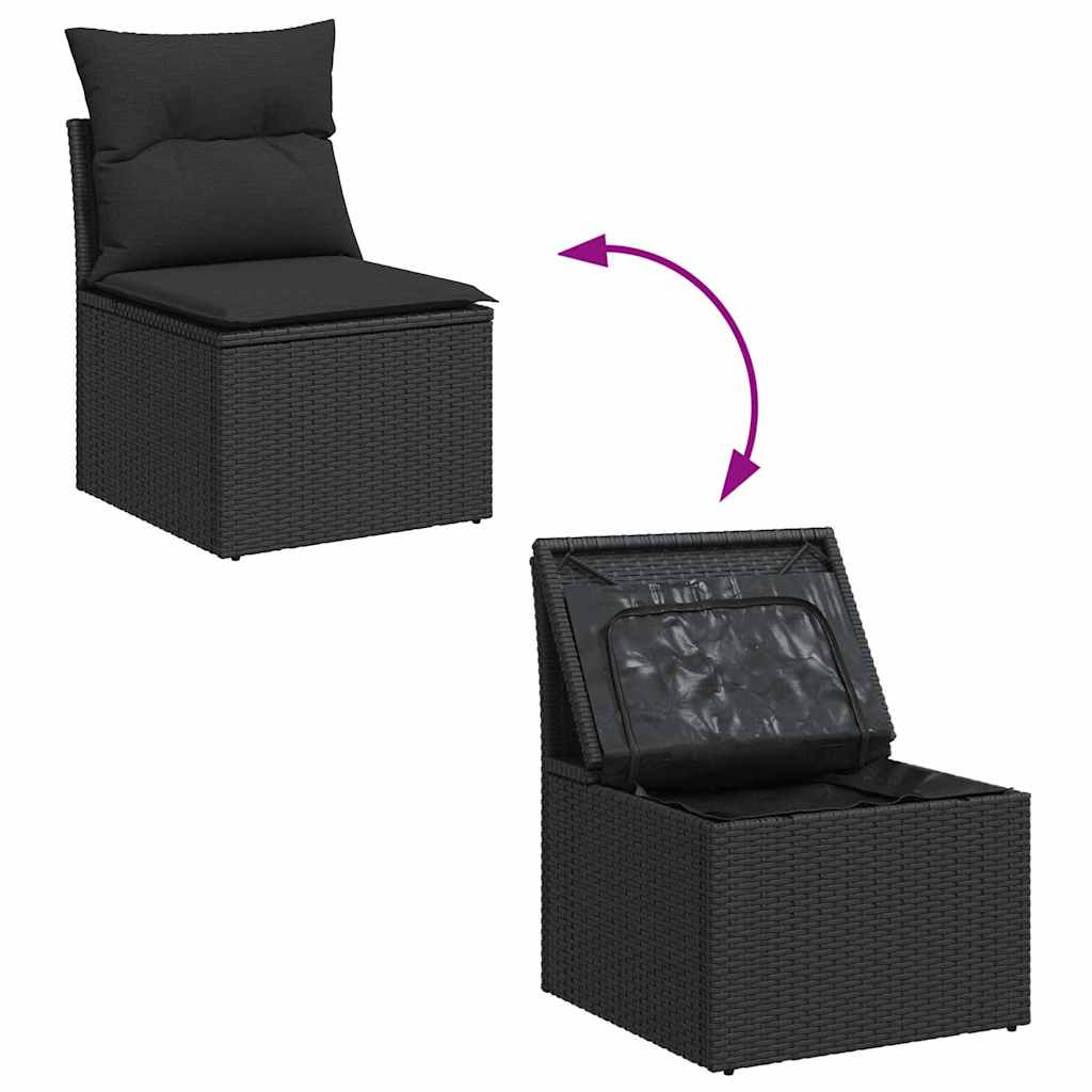 Garten-Sofa-Set 8 pcs Schwarz