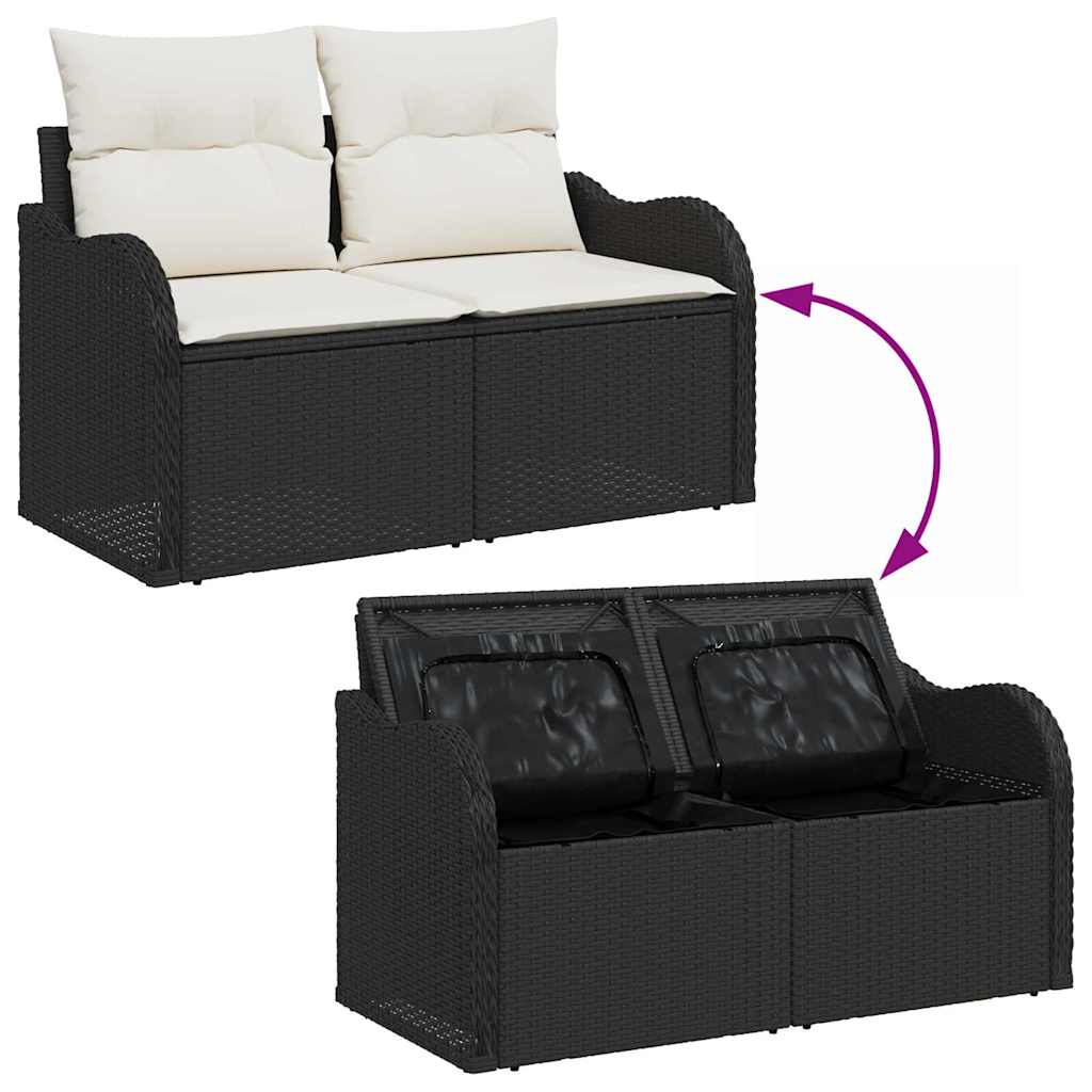 Garten-Sofa-Set 7 pcs Schwarz und Weiß