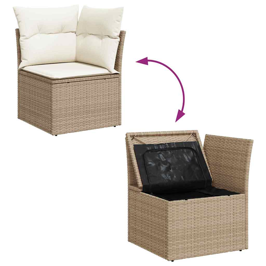 Garten-Sofa-Set 7 pcs Beige und Weiß