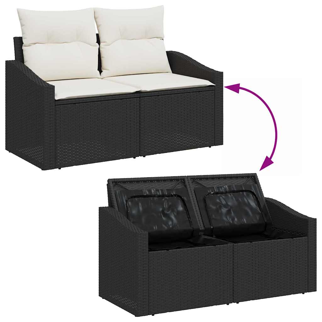 Garten-Sofa-Set 6 pcs Schwarz und Weiß