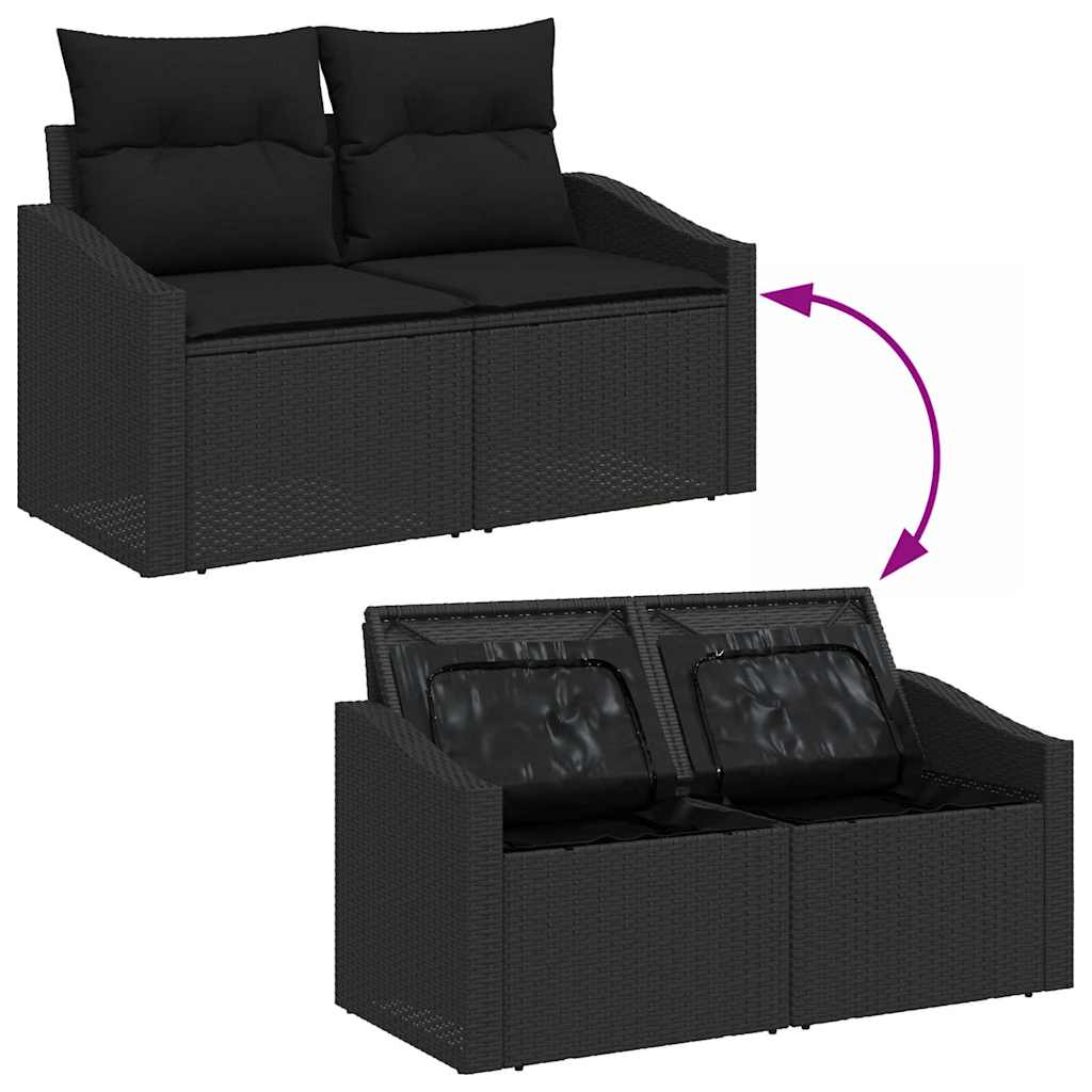 Garten-Sofa-Set 6 pcs Schwarz