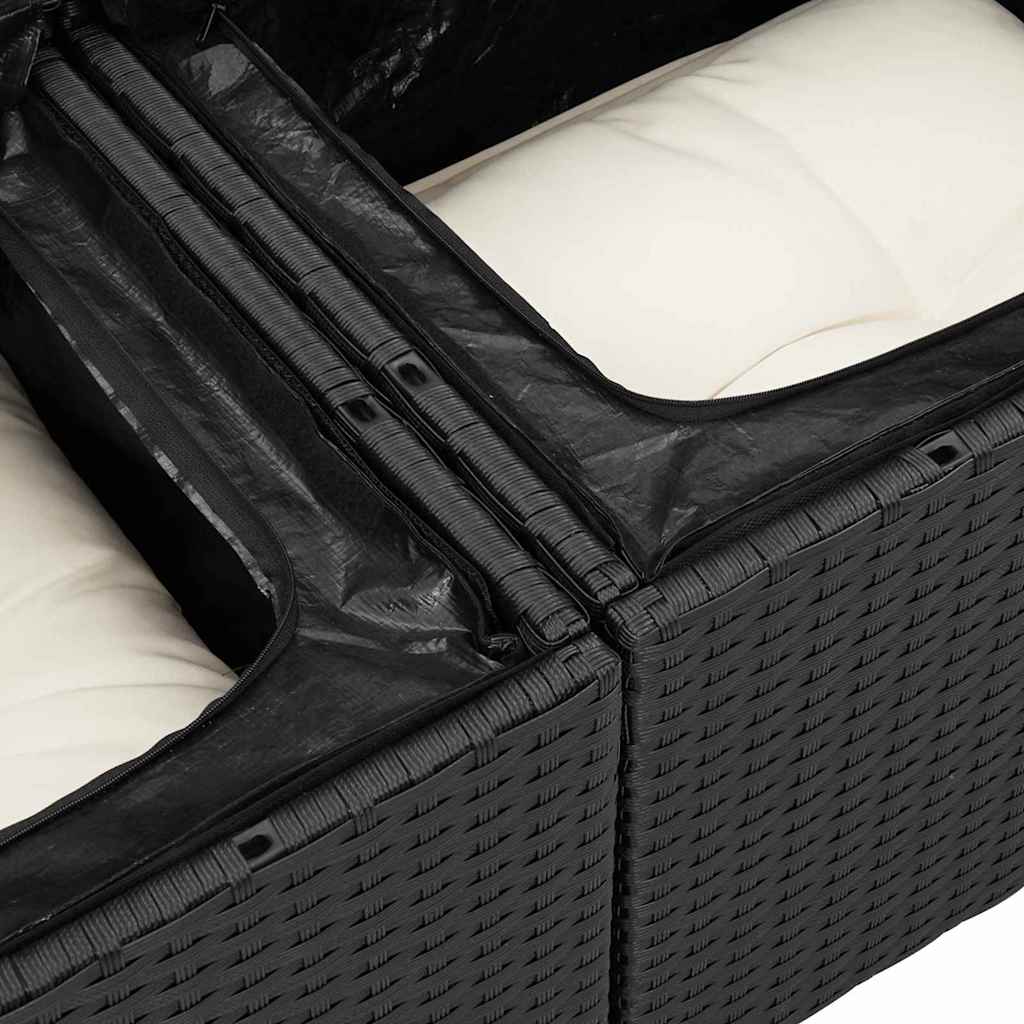 Garten-Sofa-Set 6 pcs Schwarz und Weiß